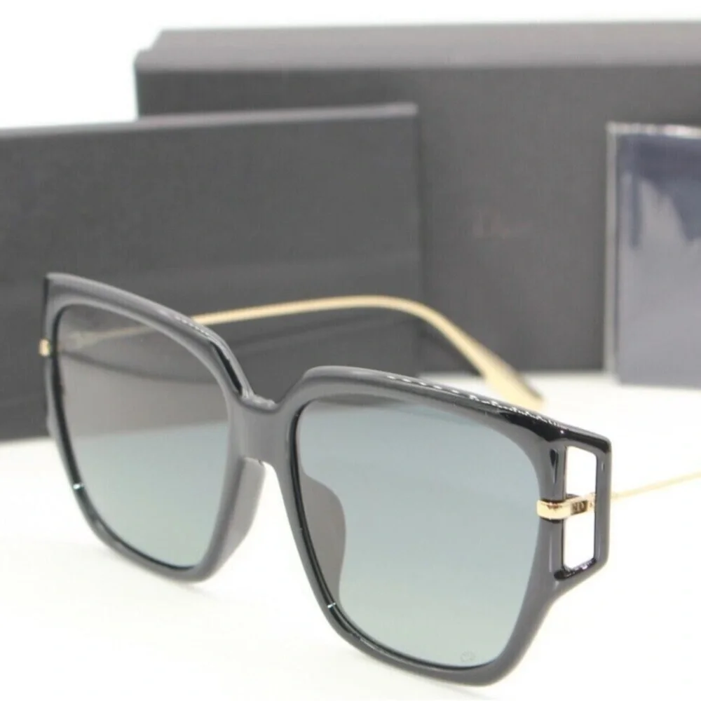 Christian Dior Black / Gold Sunglasses 80711 w/ Dior Sunglass Case - Picture 6 of 12
